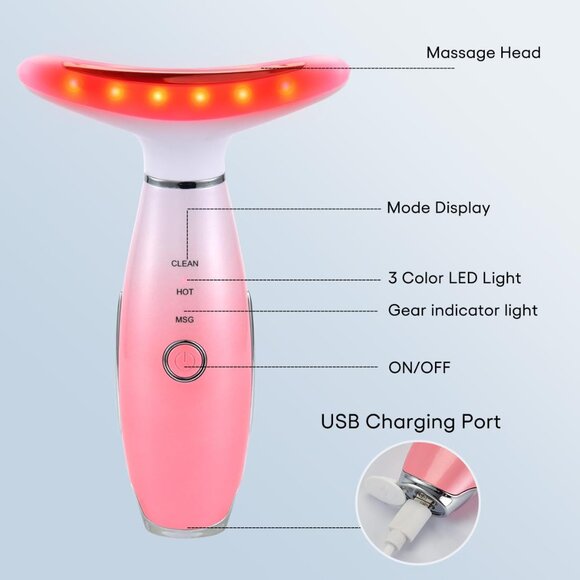 Latme Facial Massager, Neck Face Massager Tool, 3 Mode Massage with Heat - Picture 2 of 8